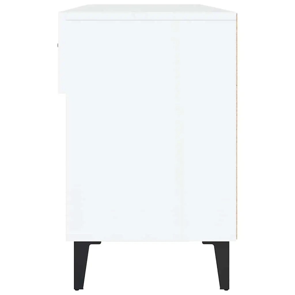 Shoe Storage Cabinet Engineered Wood High Gloss White 2 Drawers 4 Compartments
