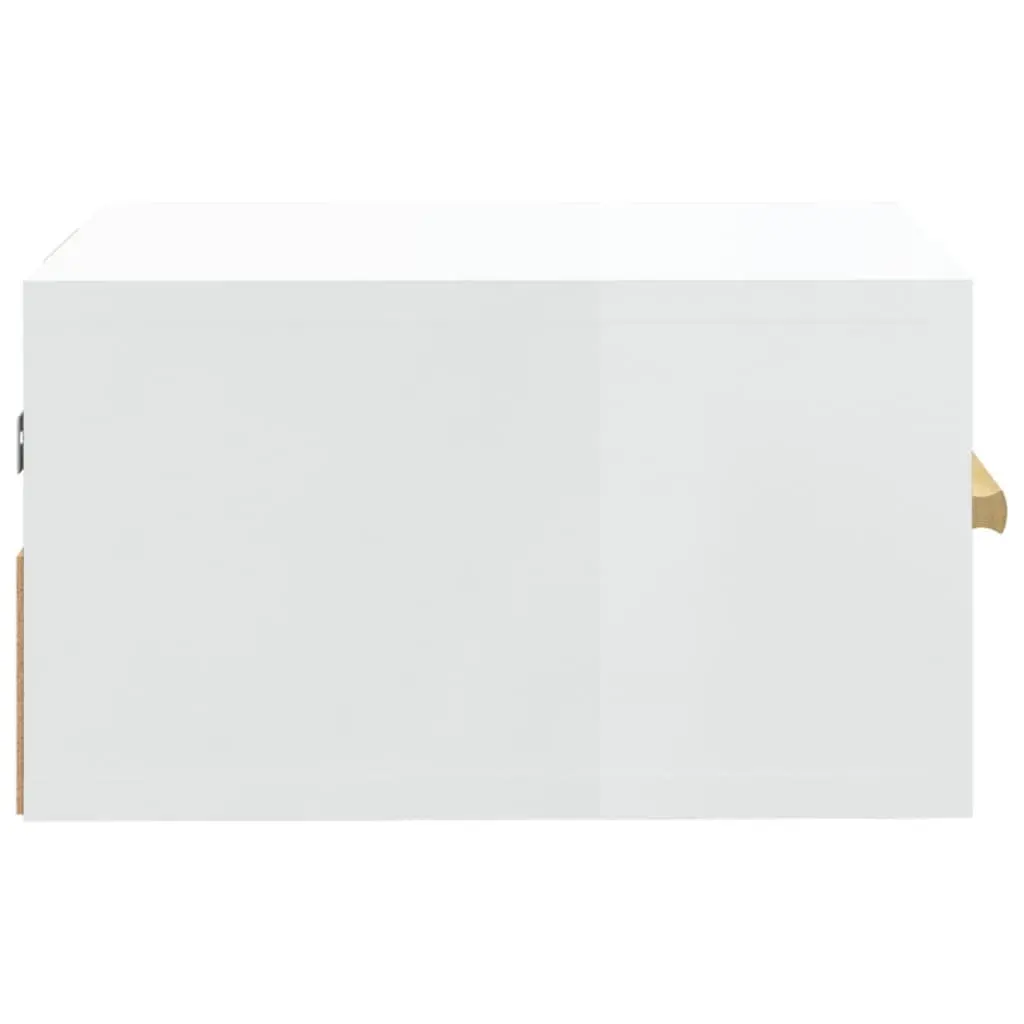Floating Nightstands Storage Shelves Engineered Wood White High Gloss Wall-Mounted 2 Piece Set