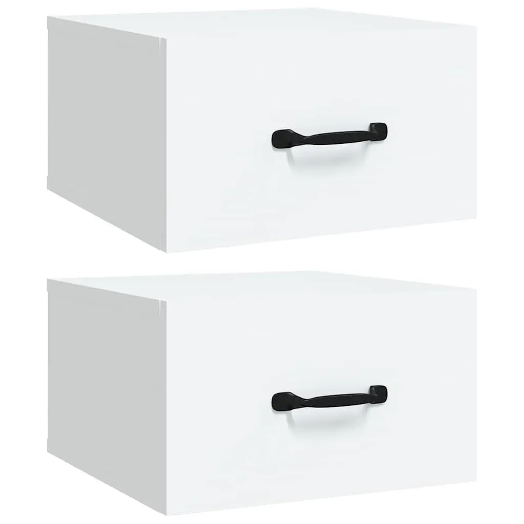 Wall-mounted Bedside Cabinets Engineered Wood 35 x 35 x 20 cm White Set 2 Pieces