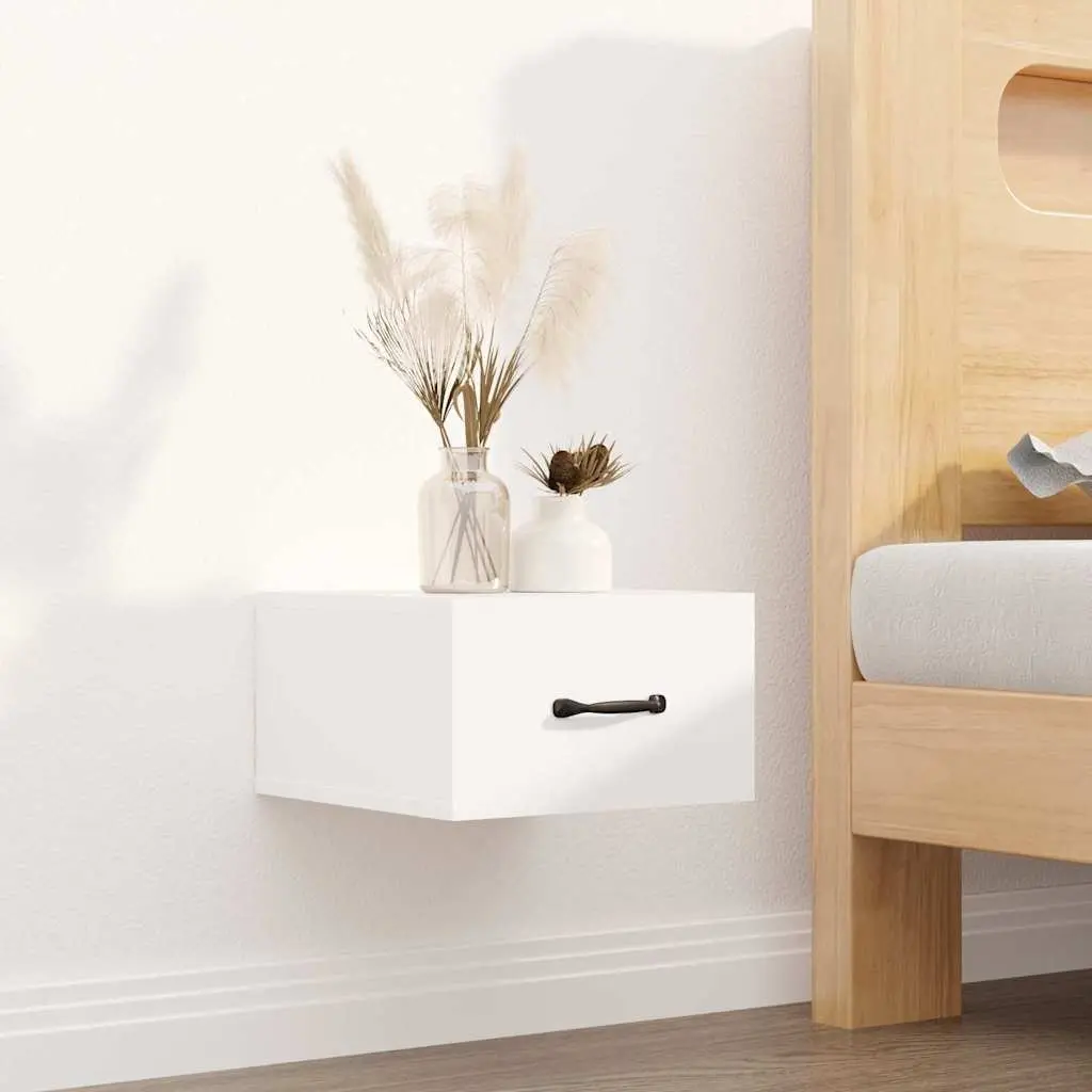 Wall-mounted Bedside Cabinets Engineered Wood 35 x 35 x 20 cm White Set 2 Pieces