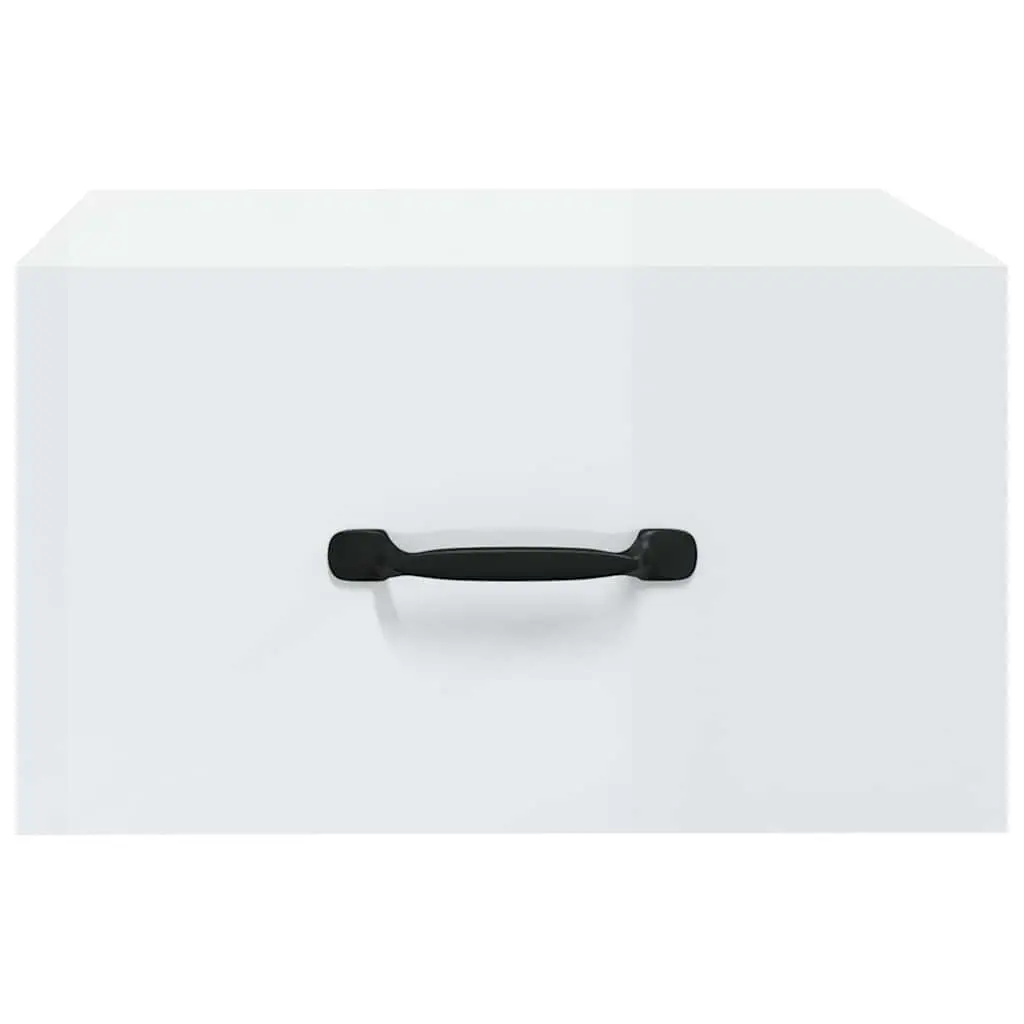 Floating Night Stands 2 Piece White High Gloss Engineered Wood Wall-mounted Bedside Cabinets 35x35x20cm Storage