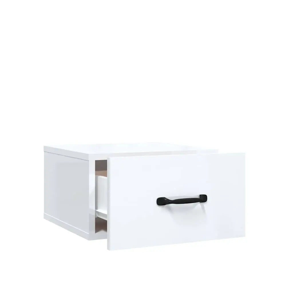 Floating Night Stands 2 Piece White High Gloss Engineered Wood Wall-mounted Bedside Cabinets 35x35x20cm Storage