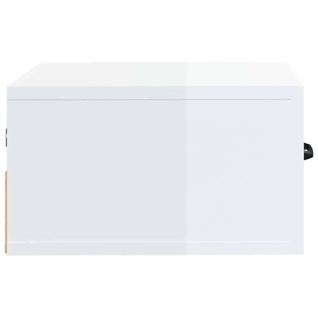 Floating Night Stands 2 Piece White High Gloss Engineered Wood Wall-mounted Bedside Cabinets 35x35x20cm Storage