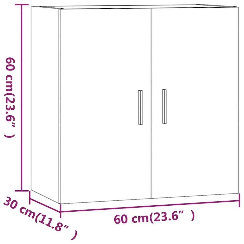 Wall Cabinet Storage Floating Engineered Wood White 60x30x60cm Living Room