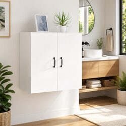 Wall Cabinet White Storage 60x31x60 cm Engineered Wood 2 Door Floating