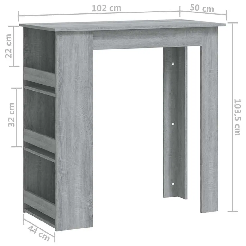 Bar Table Engineered Wood Compact Grey Sonoma 102 x 50 x 103.5 cm