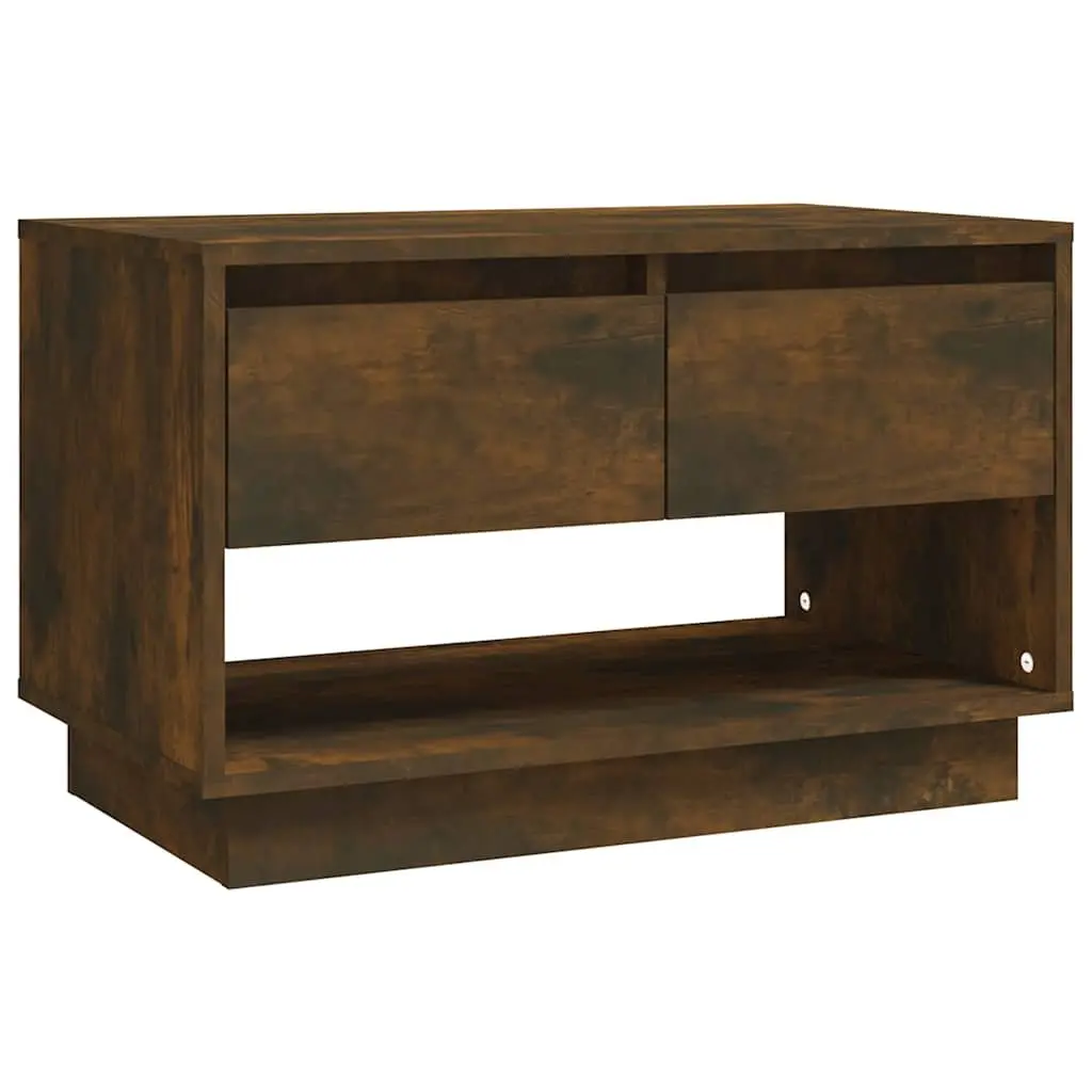 TV Cabinet Brown Living Room Storage Unit 2 Drawers Open Compartment Lowboard