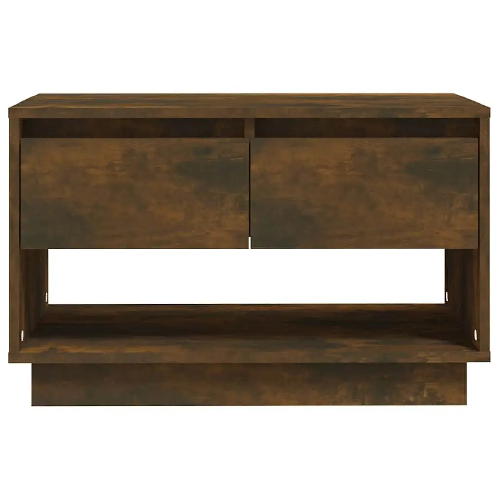TV Cabinet Brown Living Room Storage Unit 2 Drawers Open Compartment Lowboard