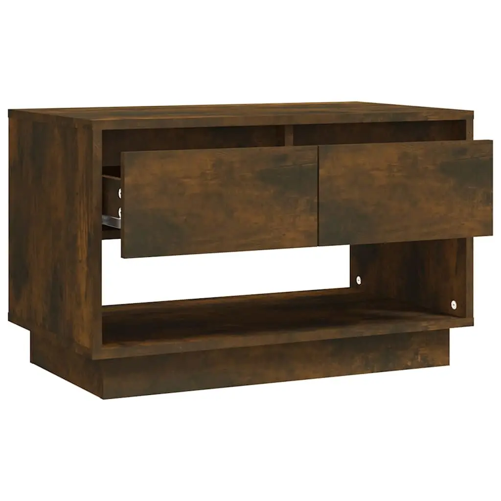 TV Cabinet Brown Living Room Storage Unit 2 Drawers Open Compartment Lowboard