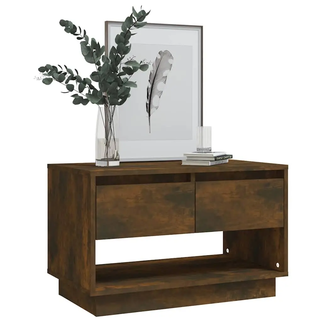 TV Cabinet Brown Living Room Storage Unit 2 Drawers Open Compartment Lowboard