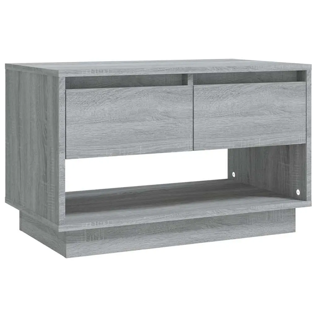 TV Cabinet Engineered Wood Grey 70x41x44cm Living Room Storage Unit with Drawers Open Compartment