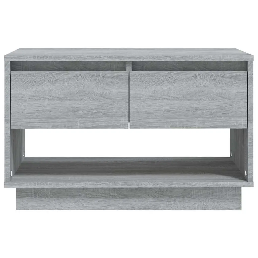 TV Cabinet Engineered Wood Grey 70x41x44cm Living Room Storage Unit with Drawers Open Compartment