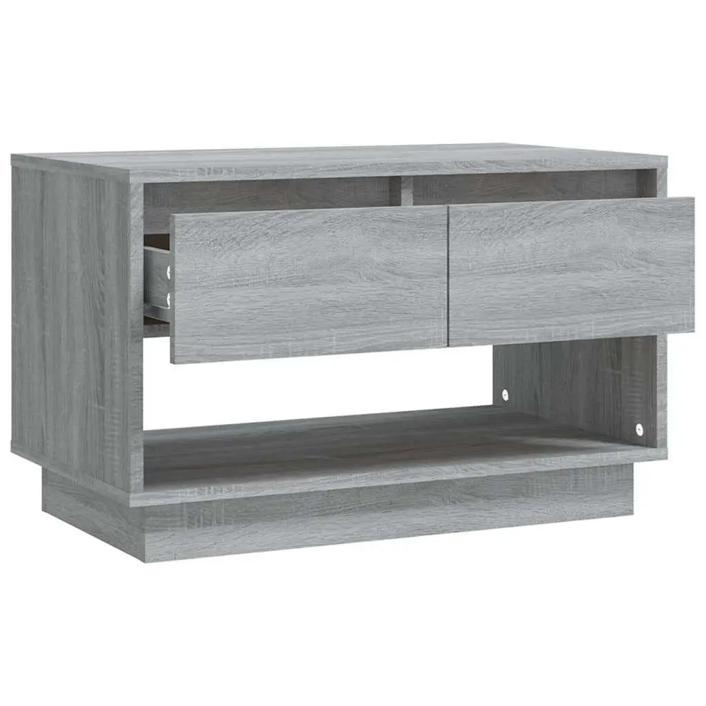 TV Cabinet Engineered Wood Grey 70x41x44cm Living Room Storage Unit with Drawers Open Compartment