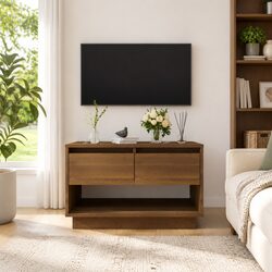 Brown Oak TV Cabinet for Home Organization