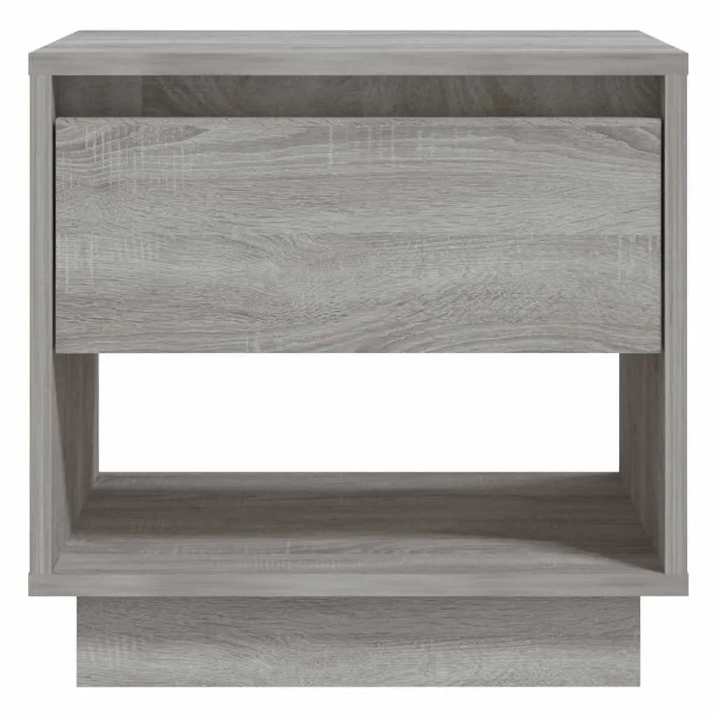 Bedside Cabinet Grey Sonoma Set 2 pcs Nightstand Storage Drawer Compartment