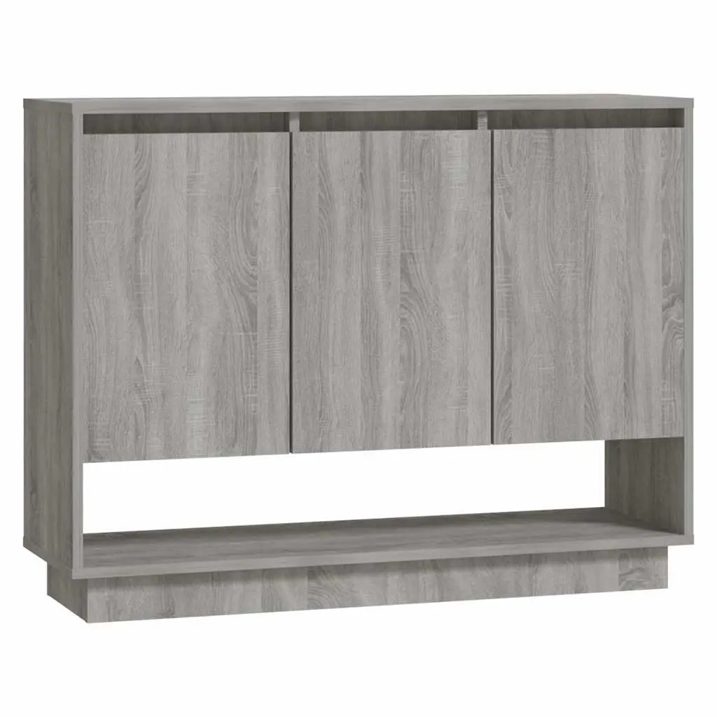Sideboard Storage Cabinet Engineered Wood Grey 97x31x75cm 3 Door Buffet Cupboard Display Unit