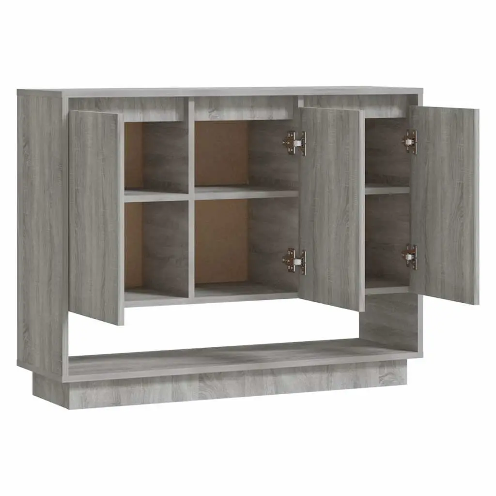 Sideboard Storage Cabinet Engineered Wood Grey 97x31x75cm 3 Door Buffet Cupboard Display Unit