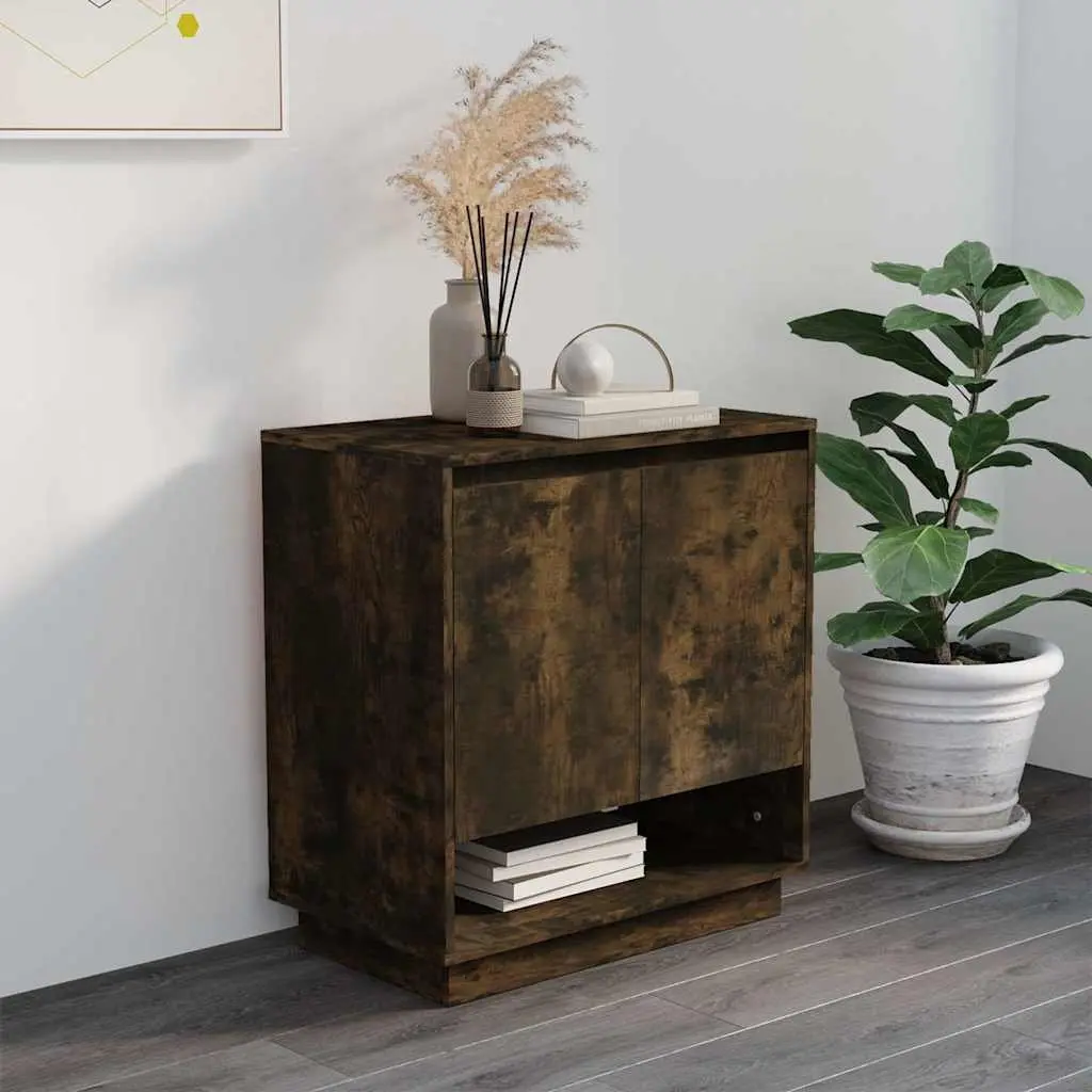 Sideboard Storage Cabinet Brown Engineered Wood Minimalist Design Home Furniture