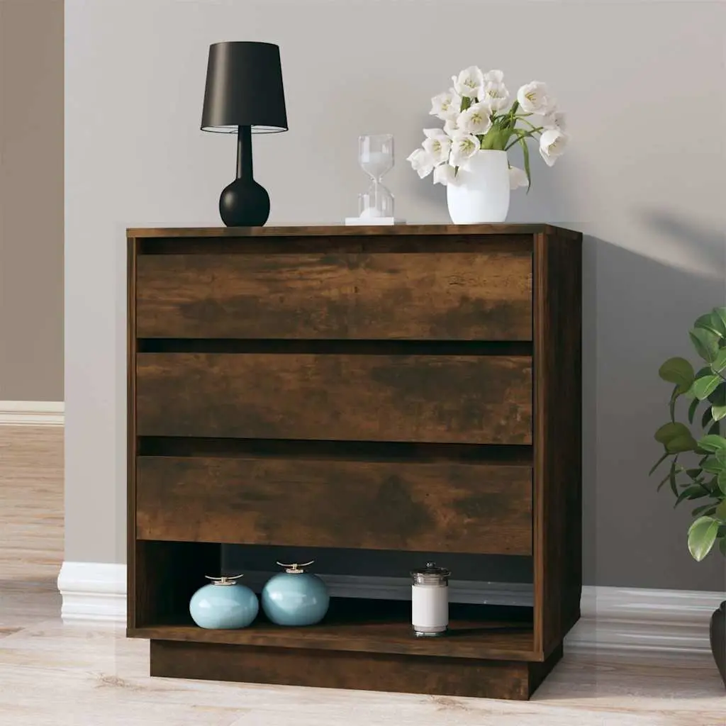 Sideboard Engineered Wood Brown 70W x 41D x 75H cm 3 Drawers 1 Compartment
