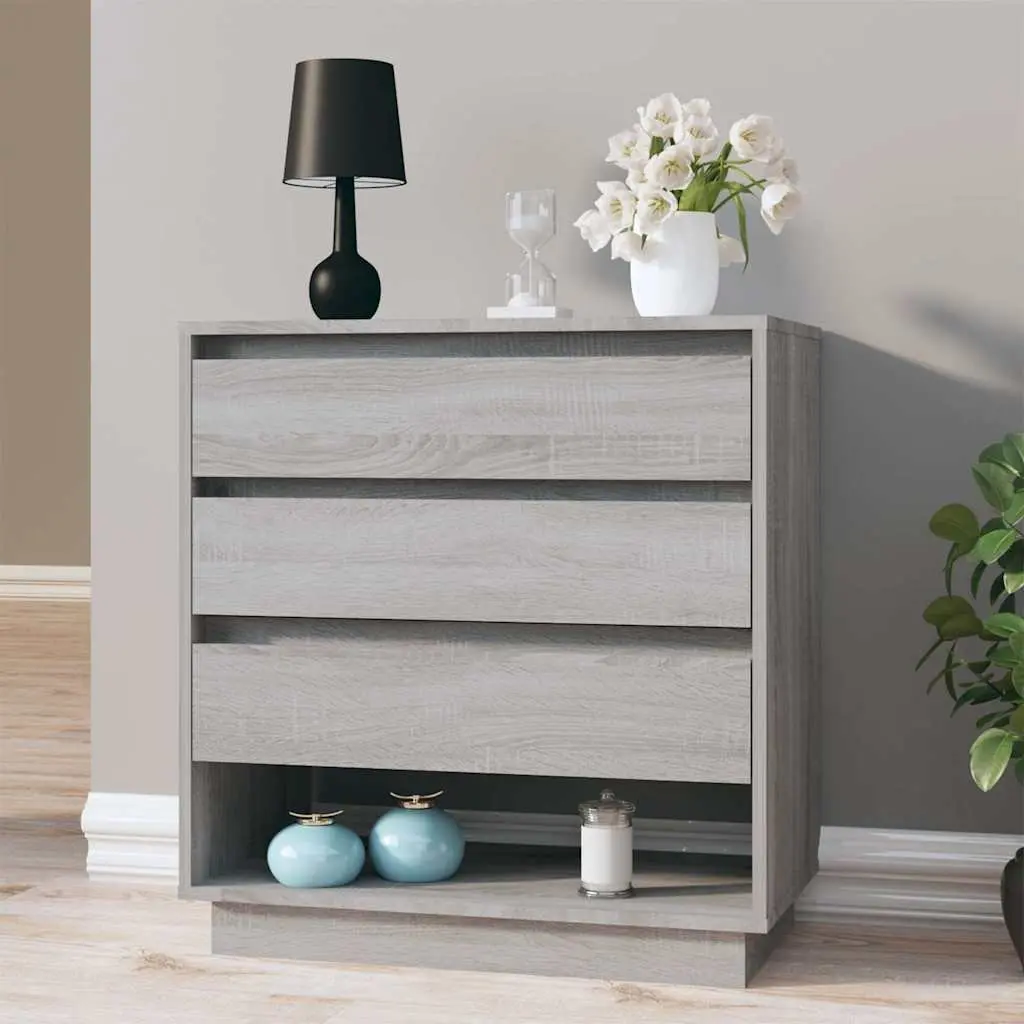 Sideboard Grey Sonoma Storage Cabinet with 3 Drawers 1 Compartment Home