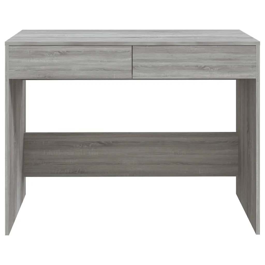 Office Desk Engineered Wood 101x50x76.5cm Grey with Two Storage Drawers