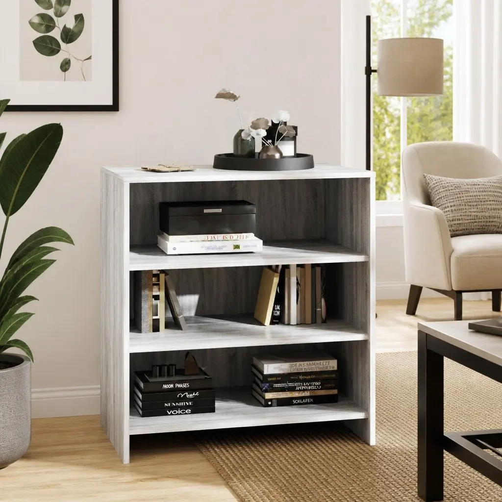 Sideboard Engineered Wood 70 x 40.5 x 75 cm Grey 3 Shelf Storage Cabinet