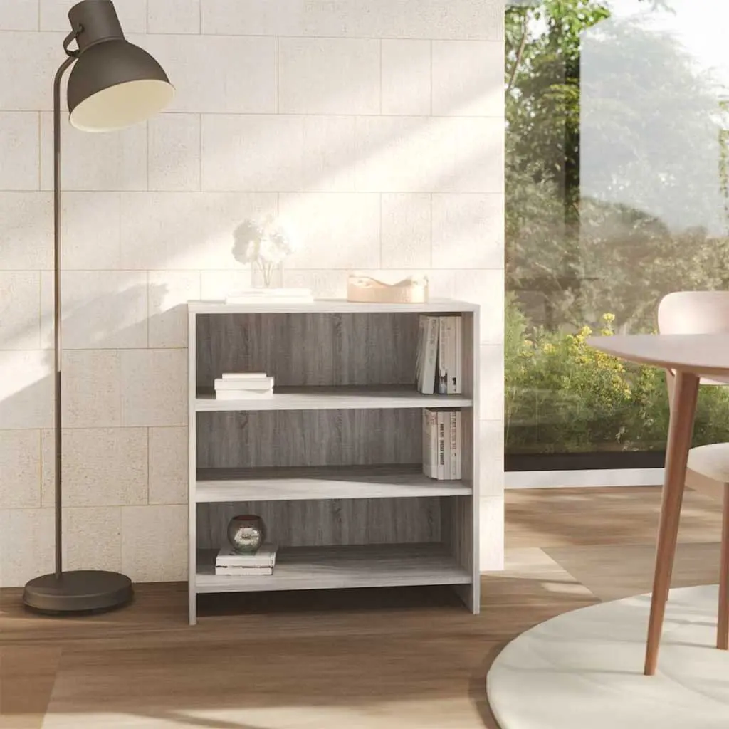 Sideboard Engineered Wood 70 x 40.5 x 75 cm Grey 3 Shelf Storage Cabinet