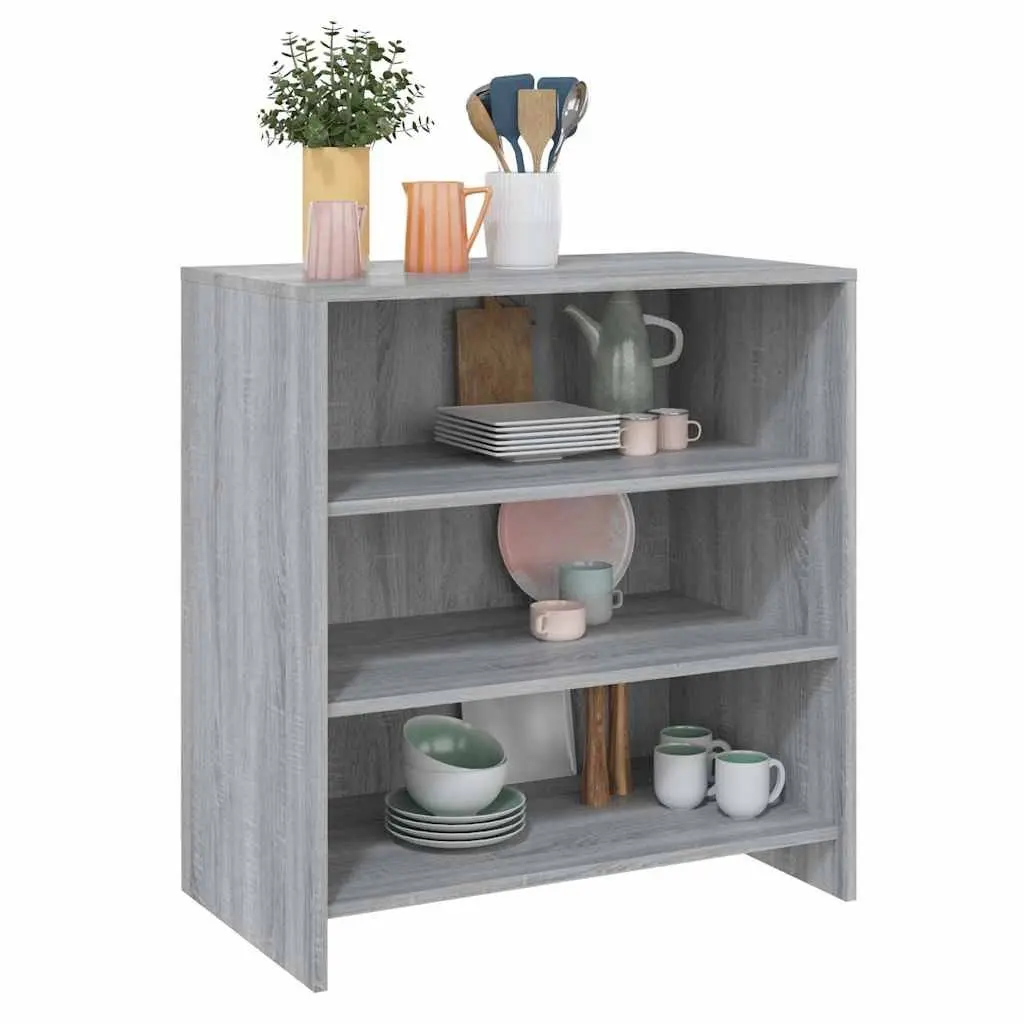 Sideboard Engineered Wood 70 x 40.5 x 75 cm Grey 3 Shelf Storage Cabinet