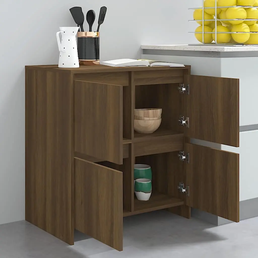 Sideboard Engineered Wood 70x41x75cm Brown Oak 4 Doors