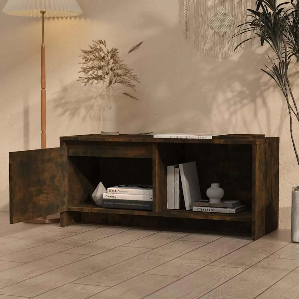 Lowboard TV Cabinet Engineered Wood 90x35x40cm Brown Media Storage Unit with Door Compartment