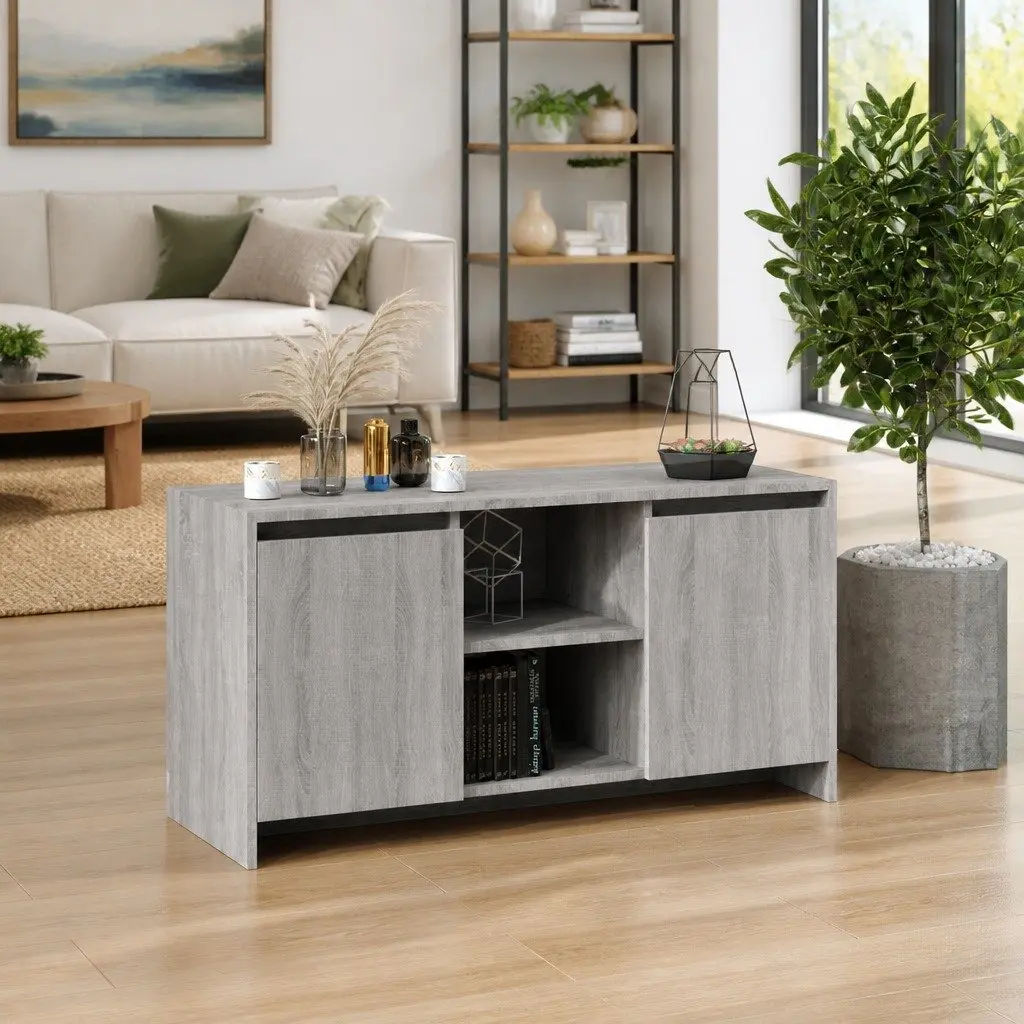 TV Cabinet Engineered Wood Grey 102L x 37.5W x 52.5H cm
