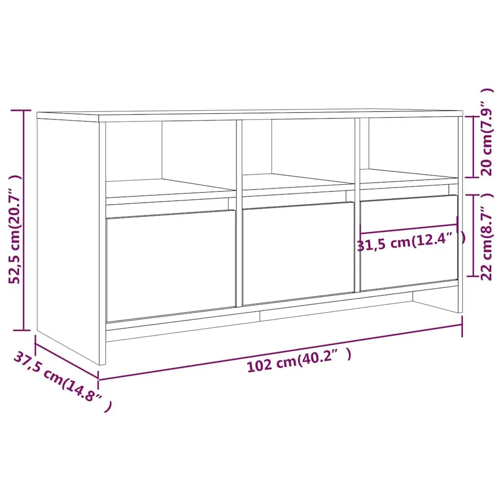 TV Cabinet Engineered Wood 102x37.5x52.5cm Grey