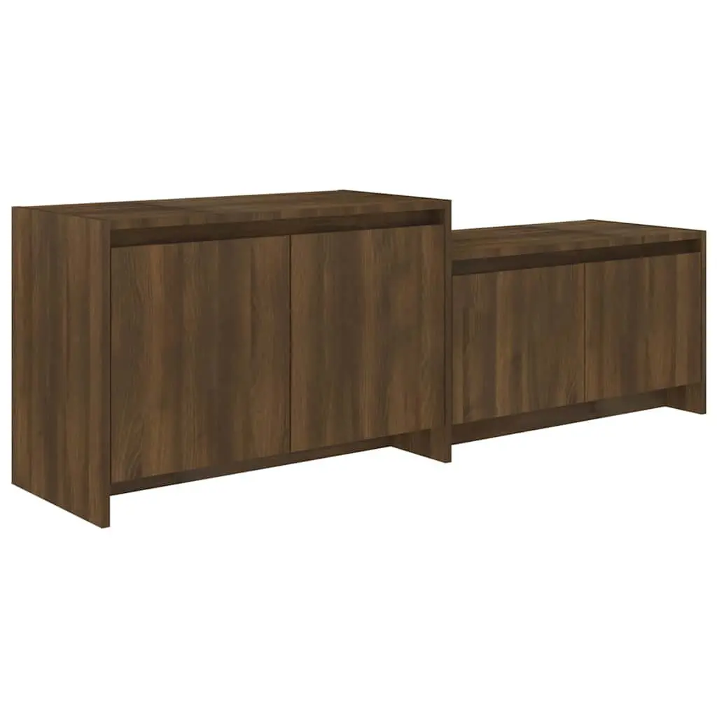 TV Cabinet 146.5cm Brown Engineered Wood Lowboard Storage Unit with 4 Doors