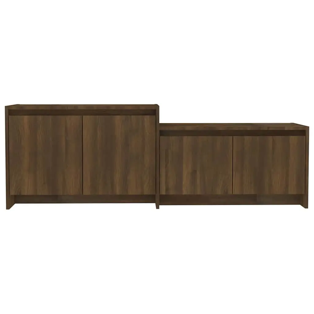 TV Cabinet 146.5cm Brown Engineered Wood Lowboard Storage Unit with 4 Doors
