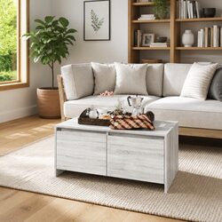 Coffee Table Grey Sonoma Modern Design Drawers Storage Accent Living Room