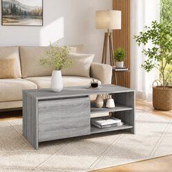 Coffee Table Grey Modern Living Room Accent Furniture Storage Shelves