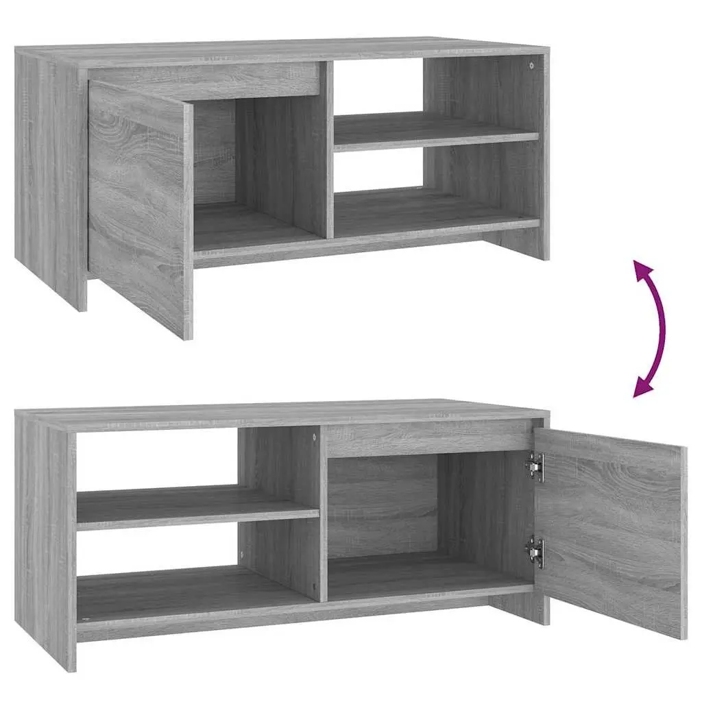 Coffee Table Engineered Wood 102L x 50W x 45H cm Grey Modern Living Room Accent Furniture Storage Shelves