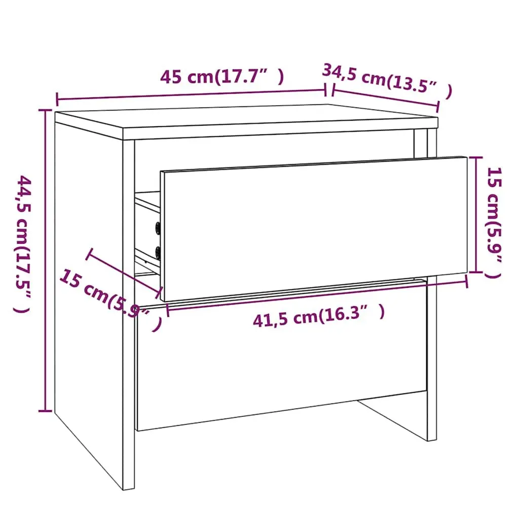 Bedside Cabinets Engineered Wood 45x34.5x44.5 cm Brown