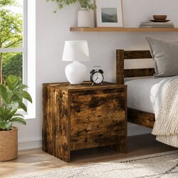 Bedside Cabinet with Door Storage Nightstand Brown Bedroom Furniture
