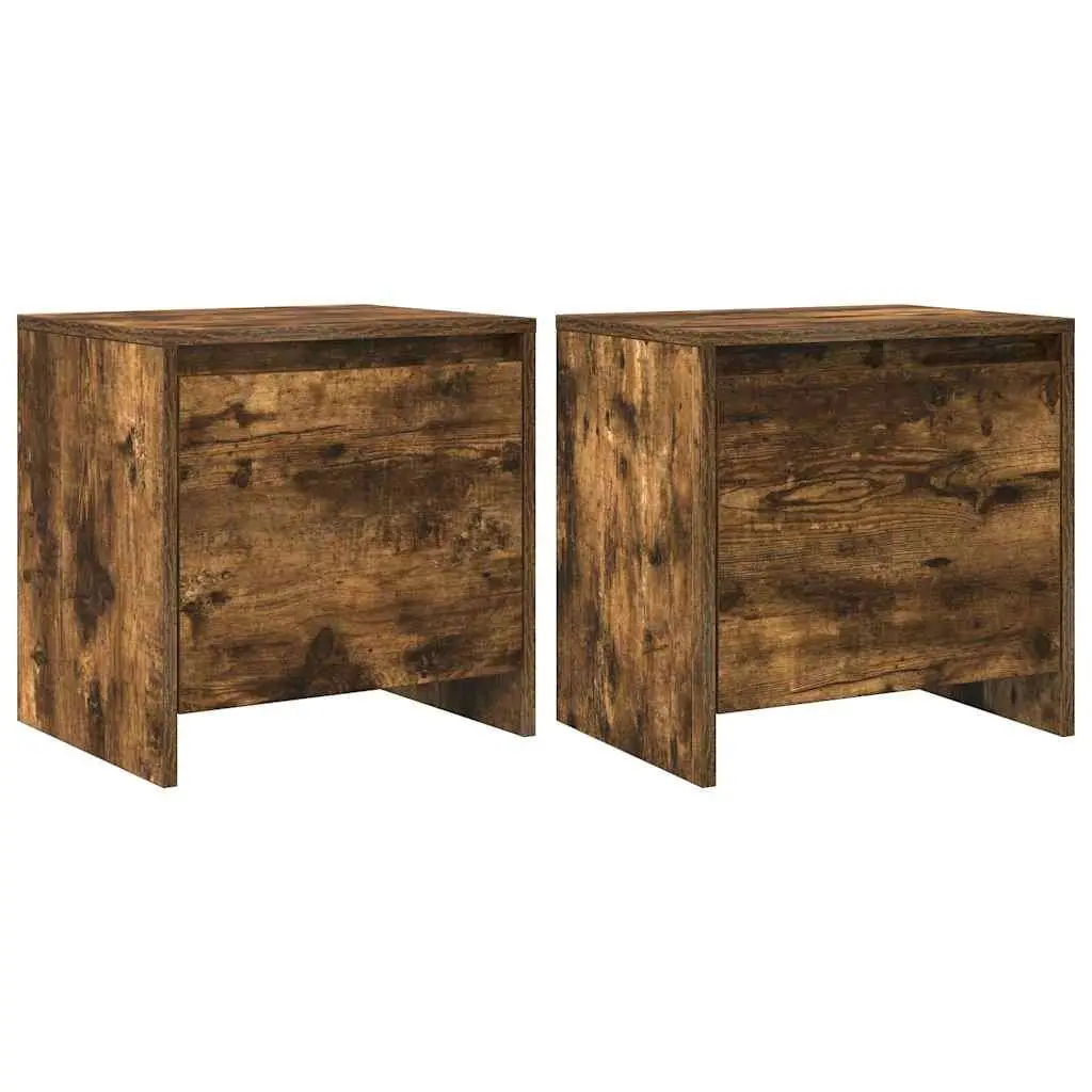 Bedside Cabinet 45x34x44.5cm Smoked Oak Engineered Wood Nightstand Storage
