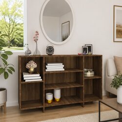 Sideboard Brown Oak 120x30x75 cm Storage Cabinet with 4 Shelves Modern Cupboard