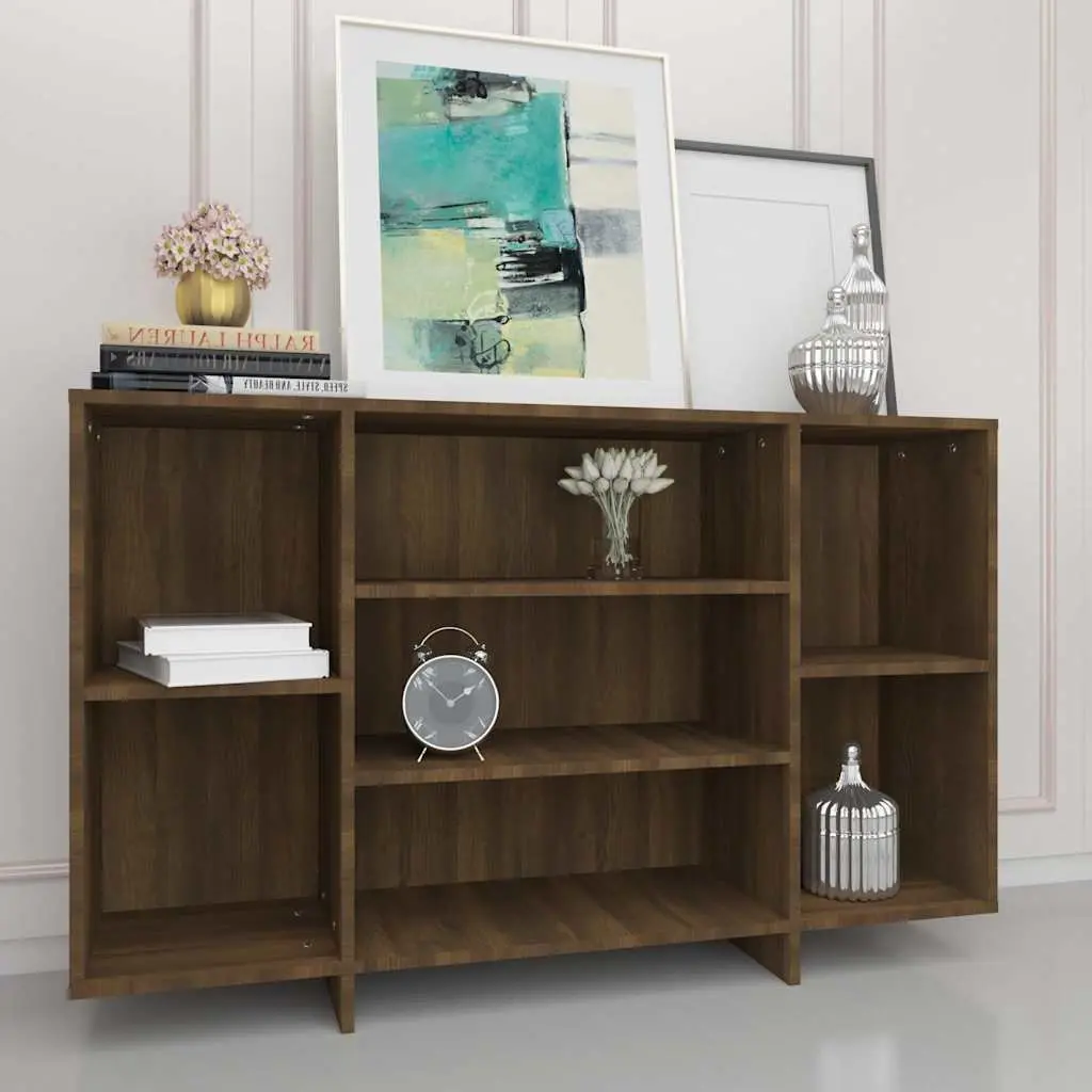 Sideboard Brown Oak 120x30x75 cm Storage Cabinet with 4 Shelves Modern Cupboard