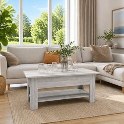 Versatile Two-Tier Grey Coffee Table for Everyday Use