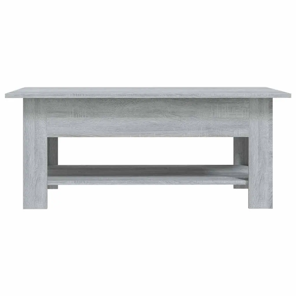 Coffee Table Modern Two-Tier Grey Accent Table with Storage Shelf Living Room