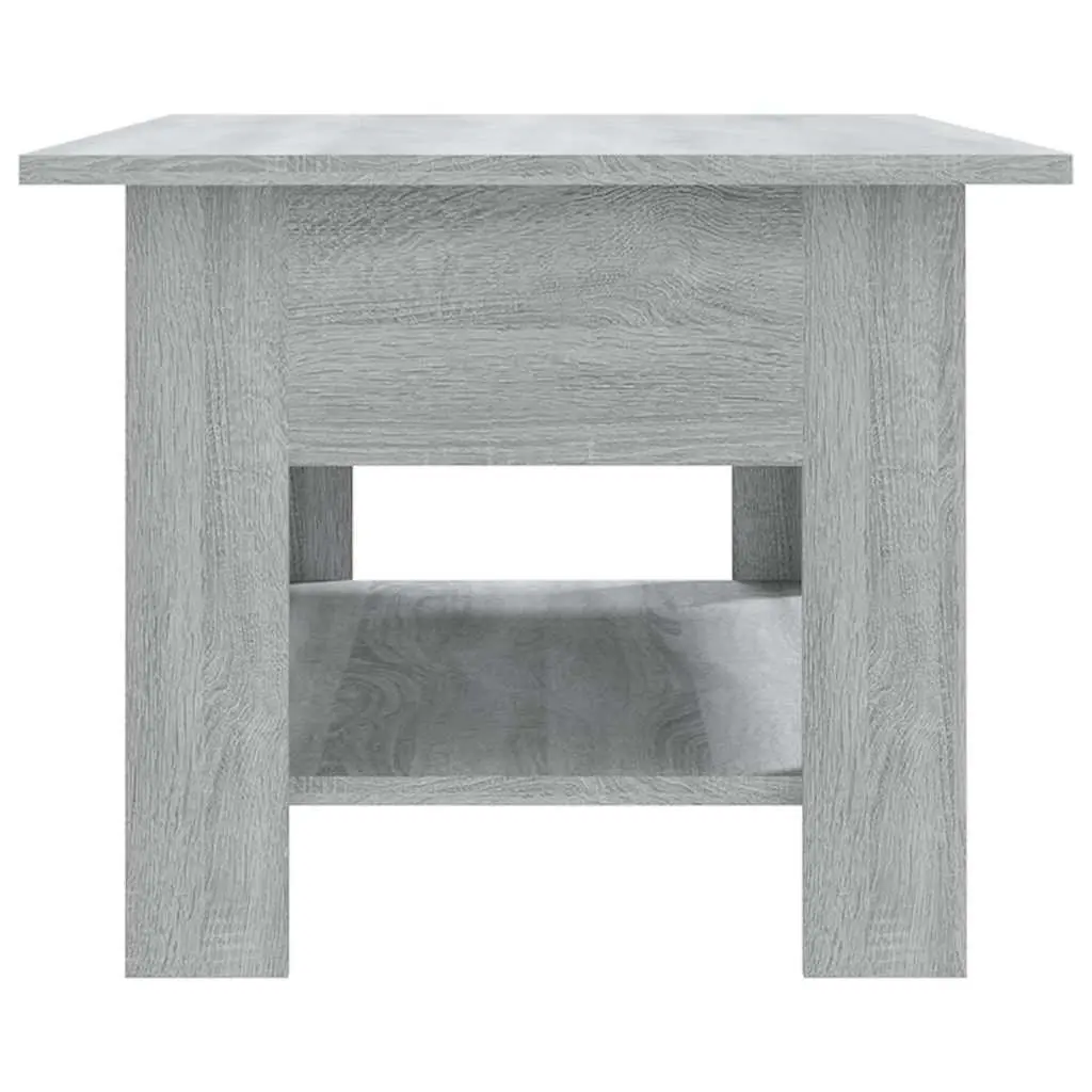 Coffee Table Modern Two-Tier Grey Accent Table with Storage Shelf Living Room