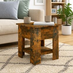 Coffee Table with Storage Shelf Modern Design Living Room Accent Brown Wood