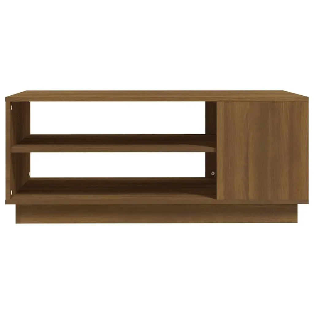 Coffee Table Engineered Wood 102 x 55 x 43 cm Brown Storage Shelves