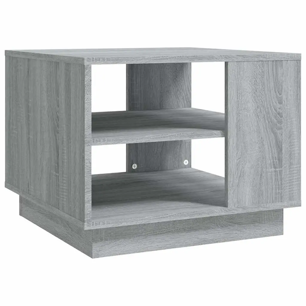 Coffee Table Engineered Wood Grey Square Modern with Storage Shelves