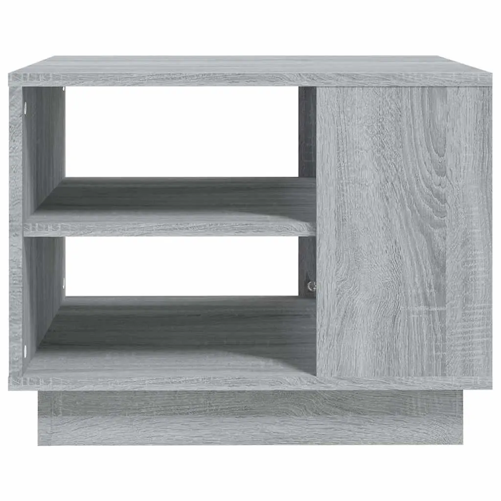Coffee Table Engineered Wood Grey Square Modern with Storage Shelves