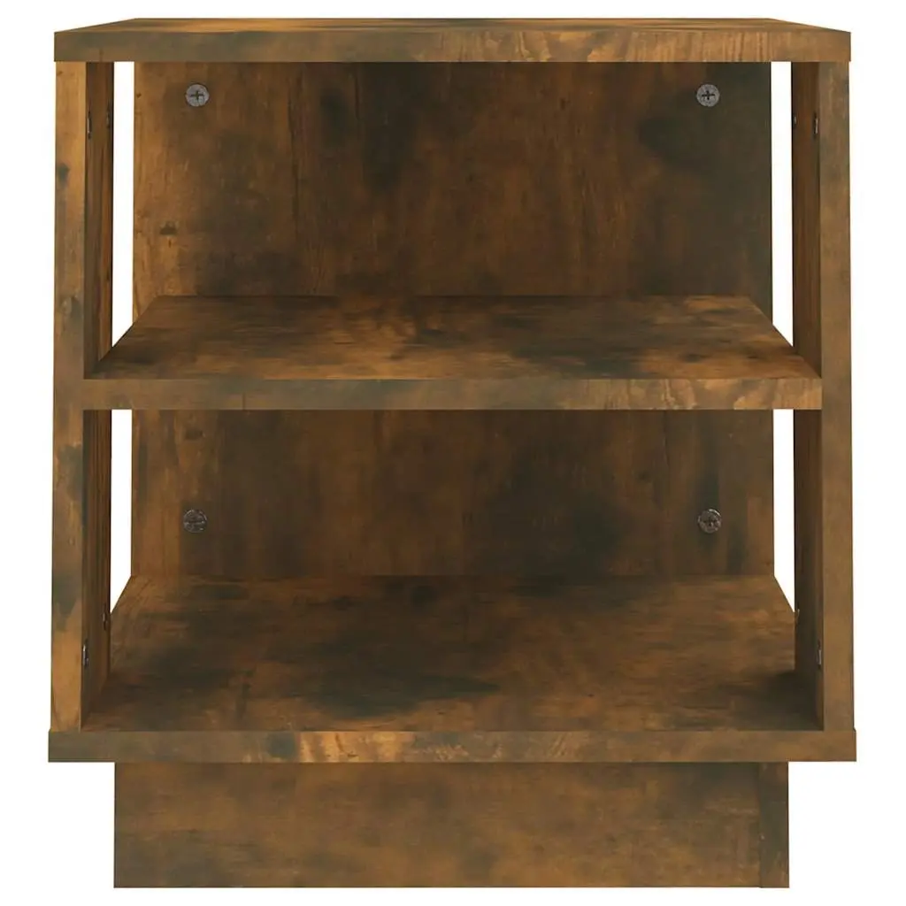 Coffee Table Brown Engineered Wood 40x40x43cm with 2 Storage Shelves for Living Room
